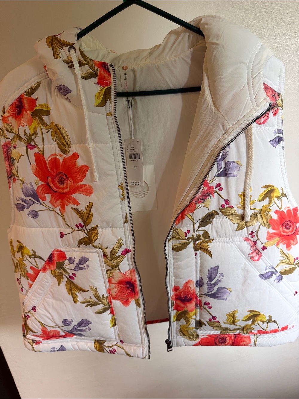 Anthropologie Floral Quilted Hooded Vest NWT